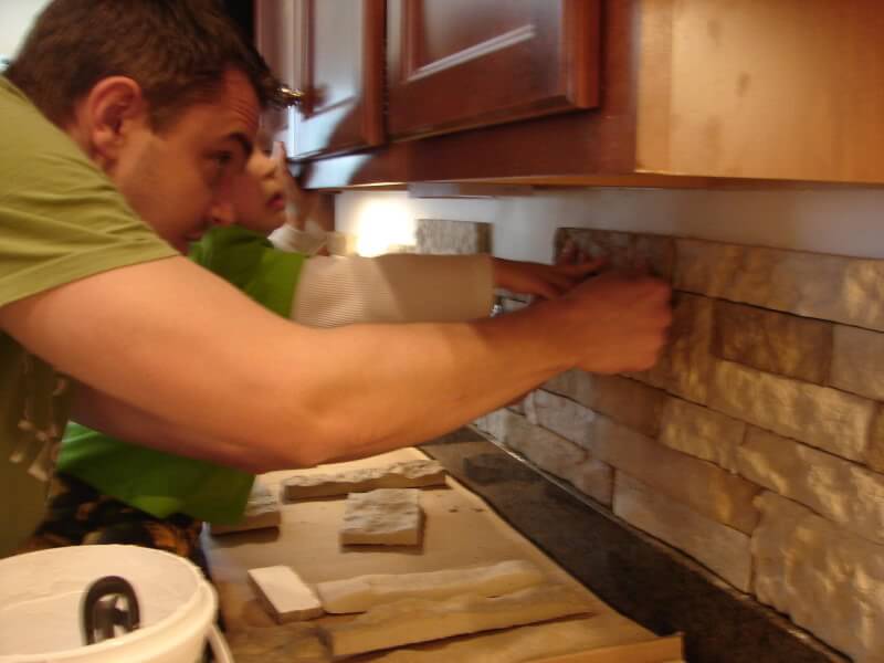 DIY Stone Backsplash with AirStone - Stilettos & Diapers