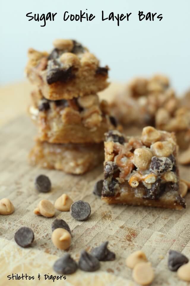 Easy Sugar Cookie Layer Bars via Stilettos & Diapers