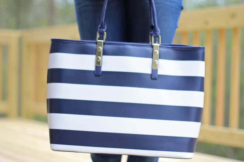 Stilettos and Diapers: JustFab Striped Tote