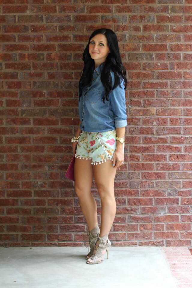 Stilettos and Diapers: Pom Shorts, JustFab Heels