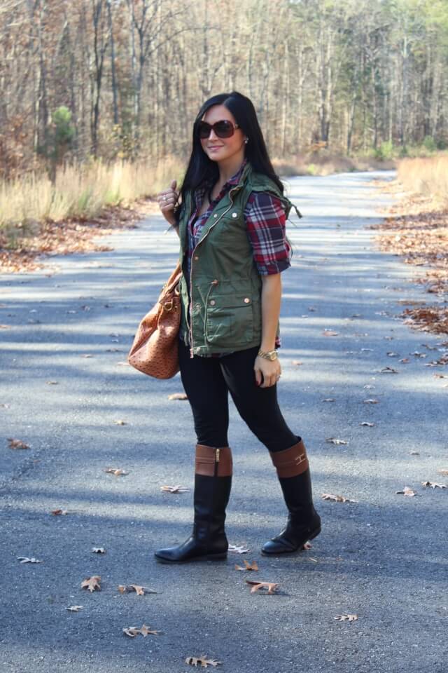 Flannel, Leggings, Vest and Riding Boots via Stilettos and Diapers