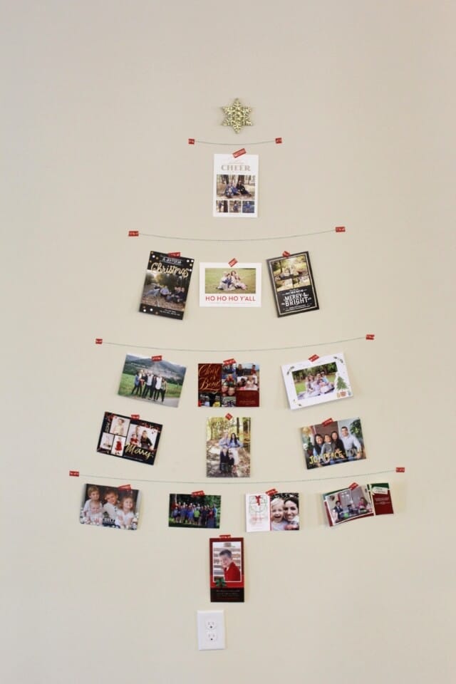 Christmas Card Tree via Stilettos and Diapers