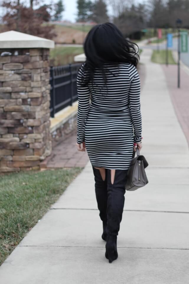 Asymmetric Striped Dress via Stilettos and Diapers 