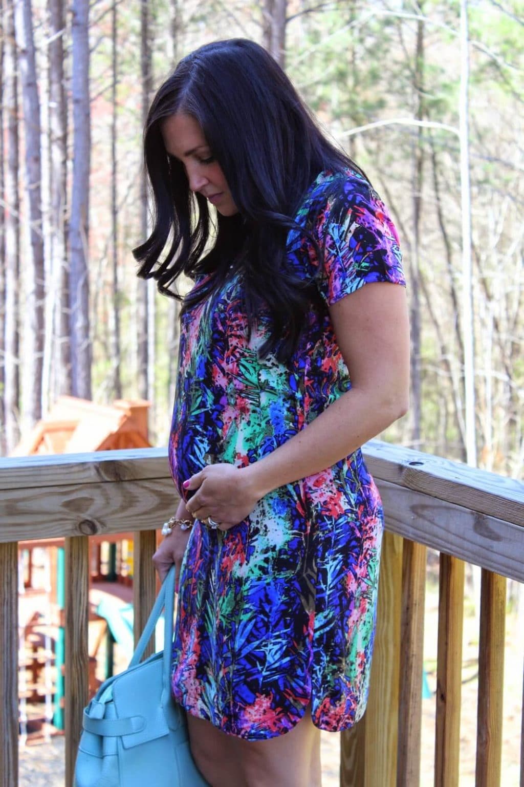 Multi color Easter Dress, 17 weeks pregnant.
