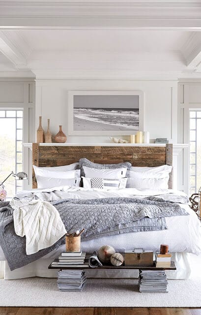 Country/Shabby Chic Room, White and grey bedding