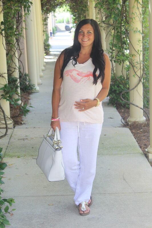 31 Weeks Pregnant, J Jill Linen Pants, Lobster Tank