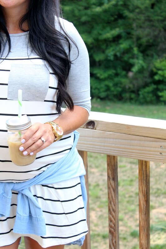 Iced Coffee, Stripe Maternity Tunic