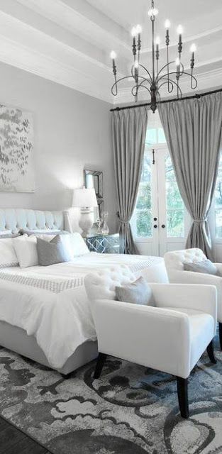 Elegant Grey and White Master Bedroom