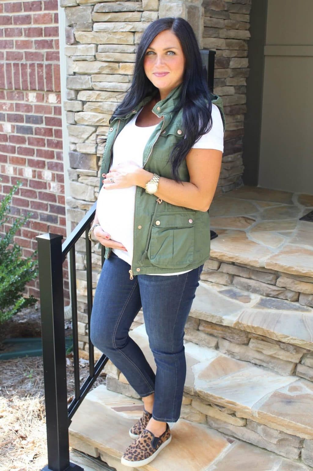Maternity style, military vest