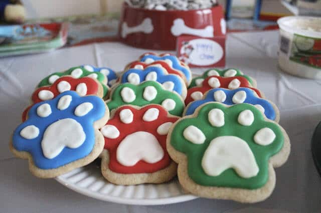Paw Patrol Birthday Party paw and bone cookies