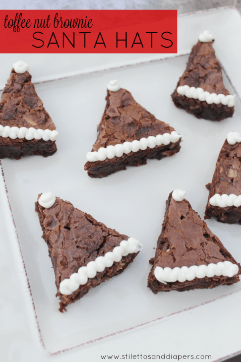 Stilettos and Diapers: Toffee Nut Santa Hat Brownies