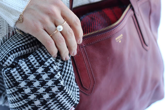 Plaid Blanket Scarf, red Fossil Tote