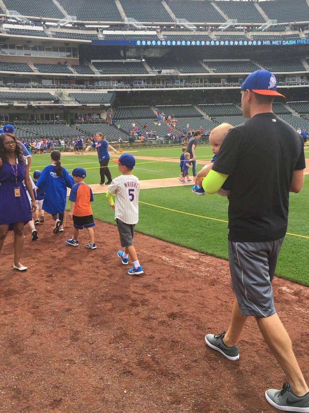 Mets Citi Field with kids run the bases sunday