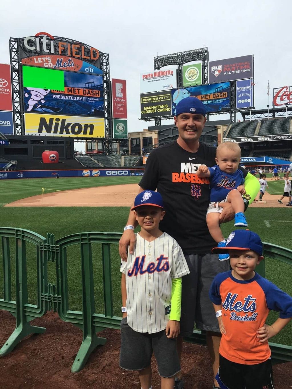 Mets Citi Field with kids run the bases Sunday