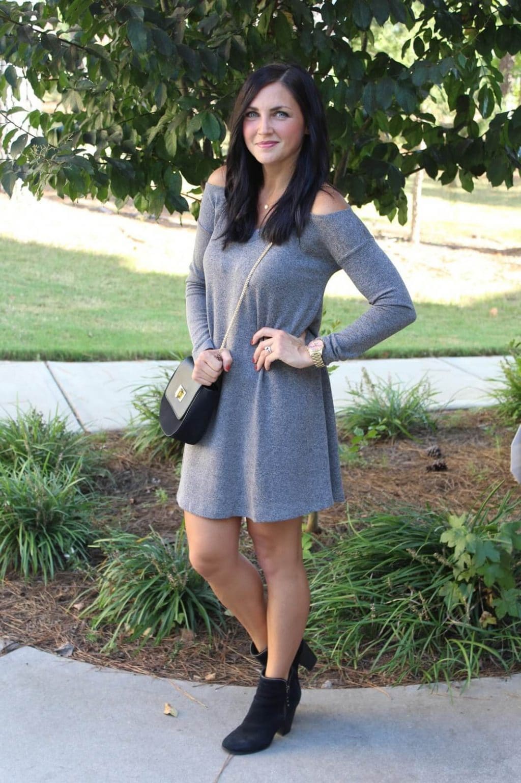 Cold Shoulder Sweater Dress - Stilettos & Diapers