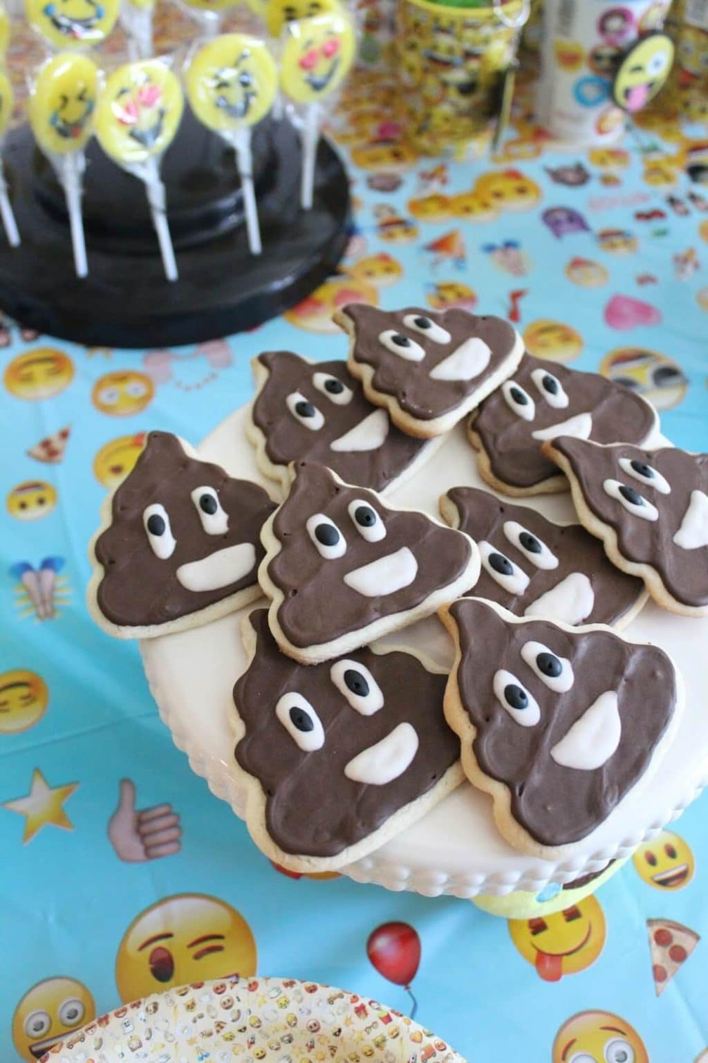 Poop Emoji cookies with royal icing
