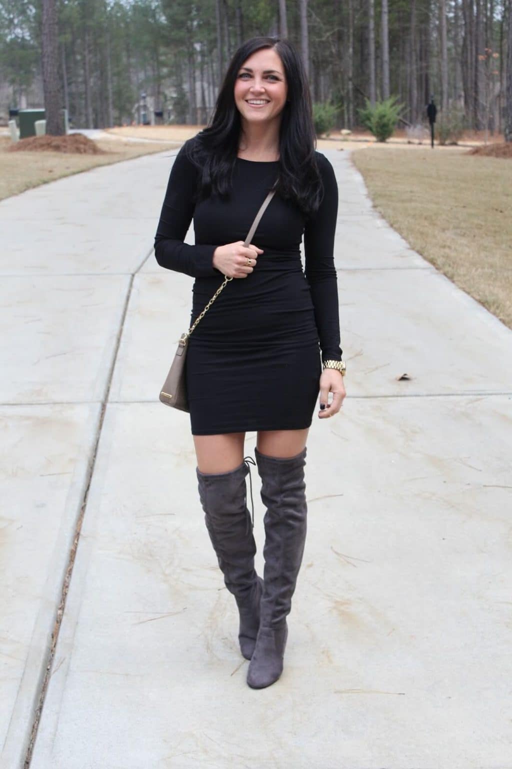 Girls Night Out Outfit | LBD | Over the knee boots | Stilettos and Diapers