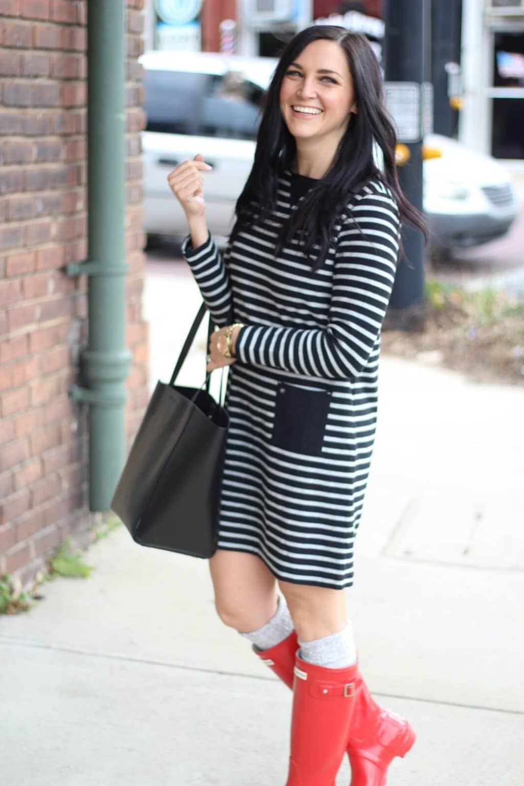How to wear a short dress with Hunter Boots