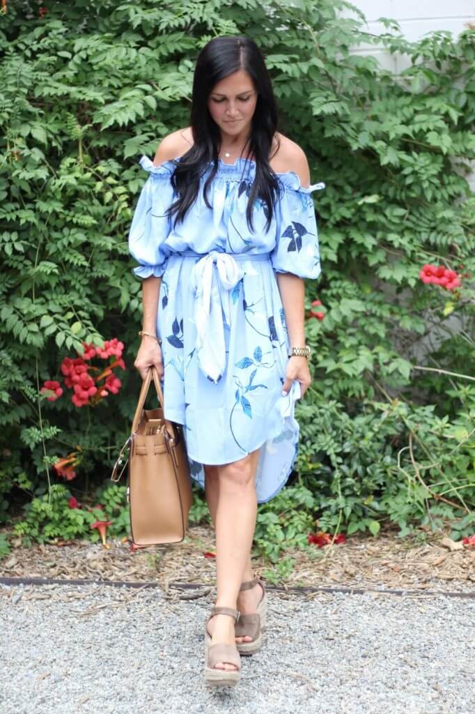 Stilettos and Diapers, off the shoulder floral dress