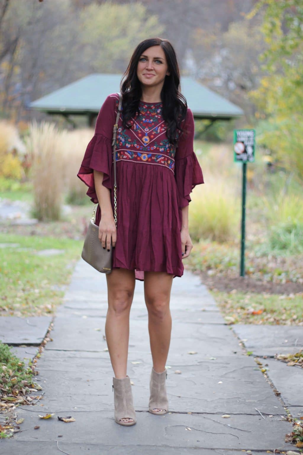 Burgundy boho clearance dress