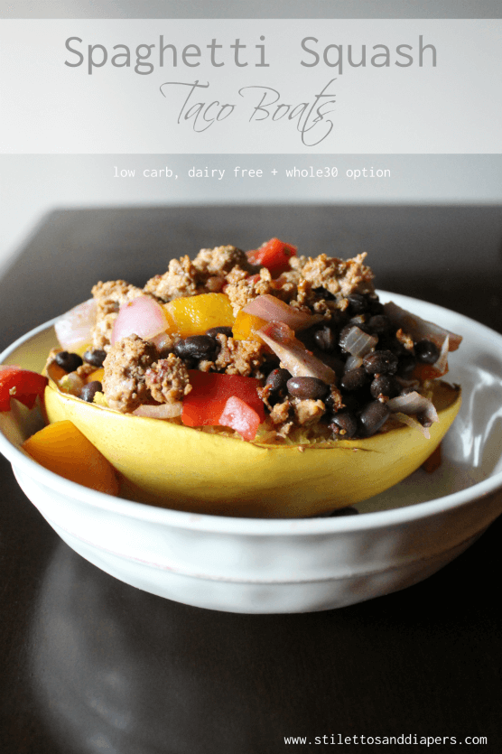 Spaghetti Squash Taco Boats, Easy Low Carb meal, life after whole30 meal