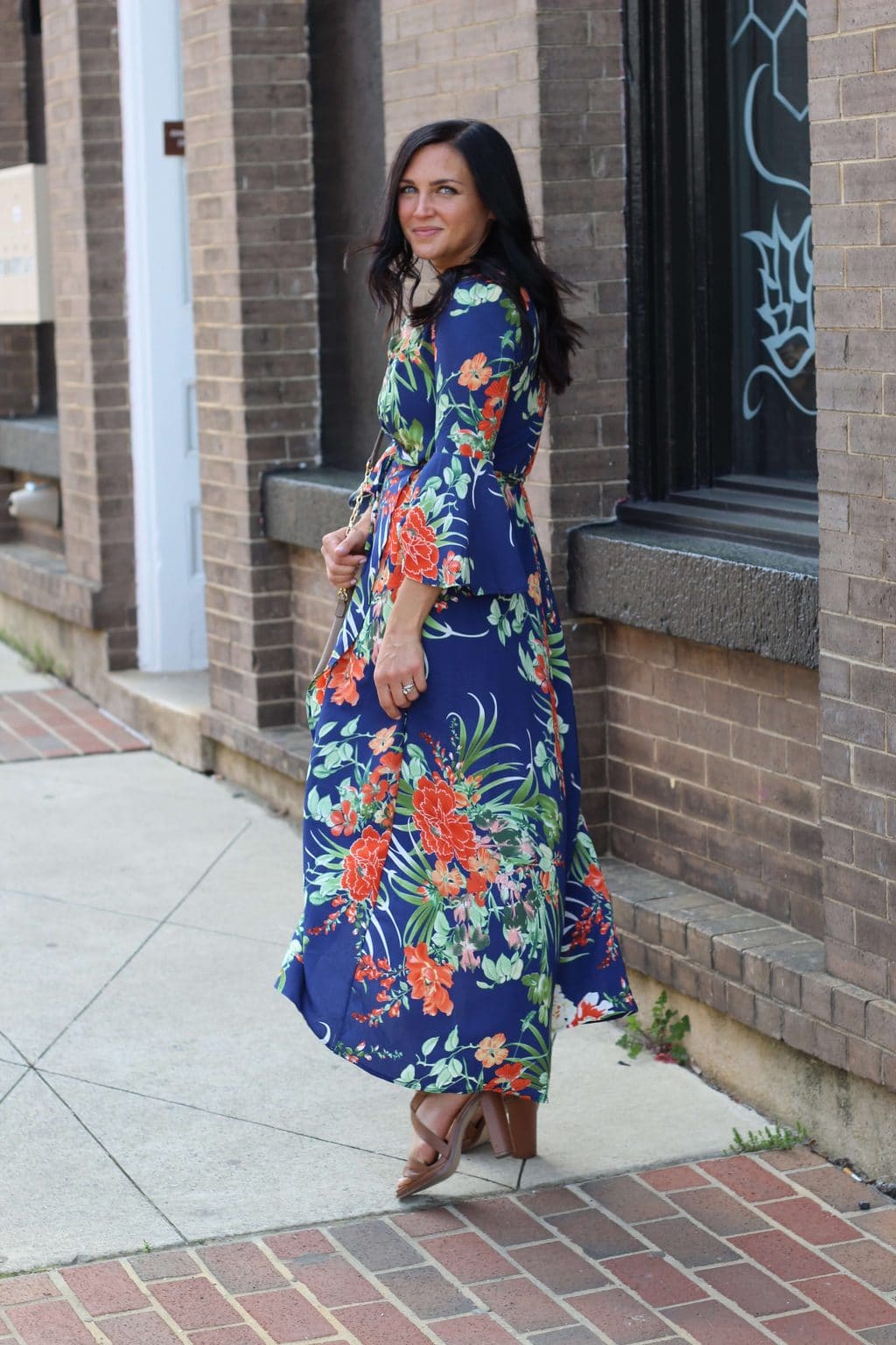 Tropical Wrap Dress, Vacation Style, Summer Maxi Dress, Stilettos and Diapers