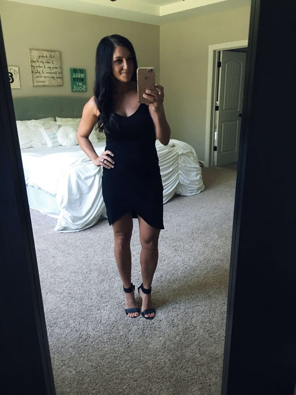 Little black dress, amazon finds, lbd under $25, molly wey, stilettos and diapers, date night style