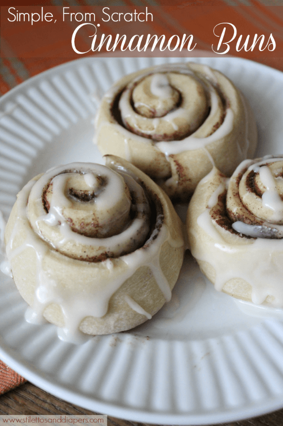 Homemade, simple, from scratch cinnamon buns, Stilettos and Diapers