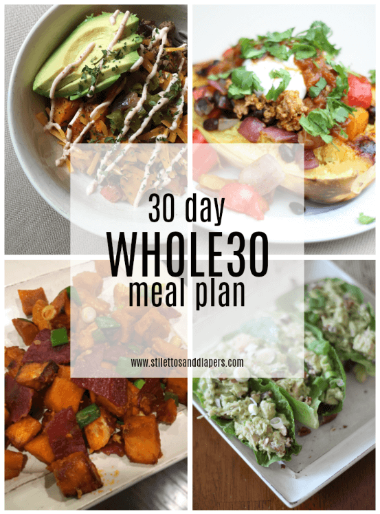 Whole30 Meal Plan to make your January easier! Tried and true, family friendly recipes via Stilettos and Diapers