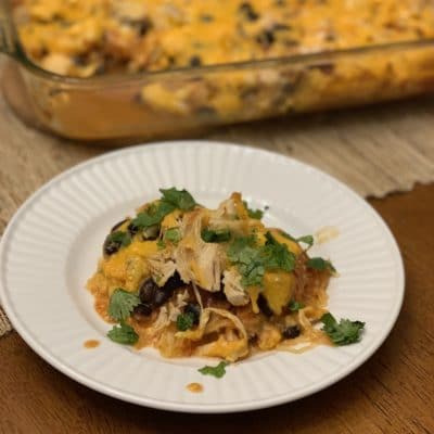 Chicken Enchilada Spaghetti Squash Casserole, Low Carb, Family Friendly, Quick Weeknight Dinner, Stilettos and Diapers