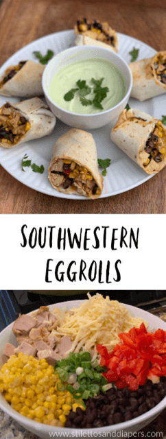 Southwestern eggrolls, easy family friendly dinner, quick meals, Stilettos and Diapers