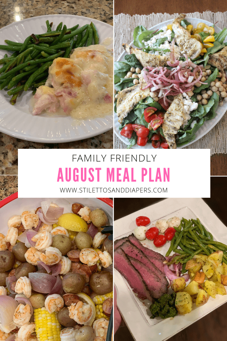 August Meal Plan, Stilettos and Diapers, Family friendly, easy meals