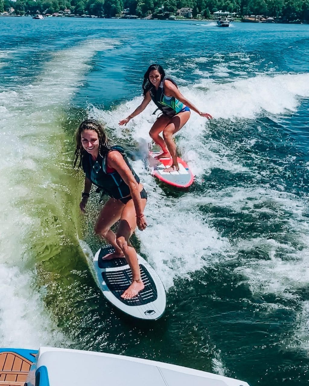 Double wake surfing, lake norman, nautique boats, Stilettos and Diapers, Molly Wey