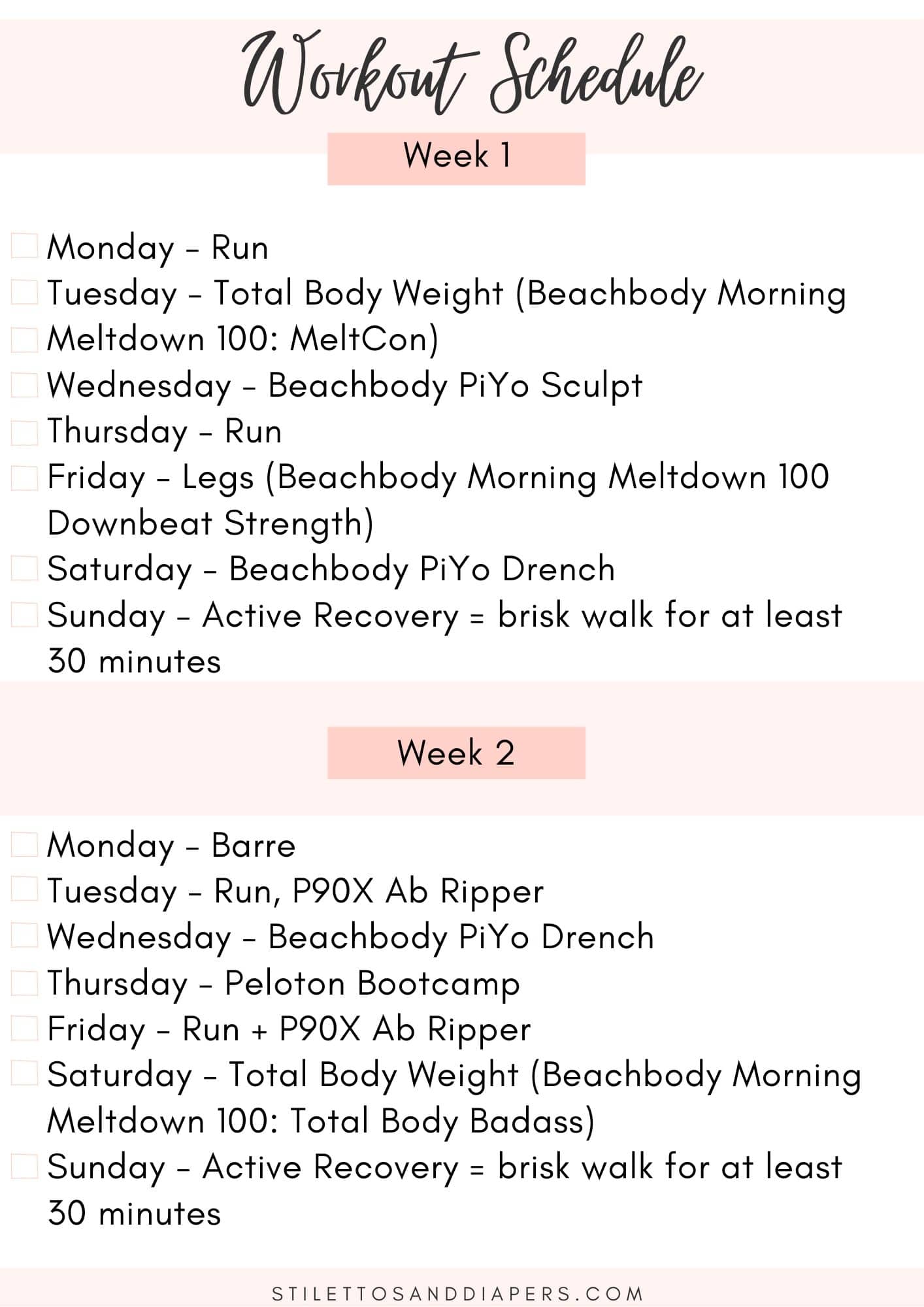 Busy Mom Workout Schedule, Stilettos and Diapers