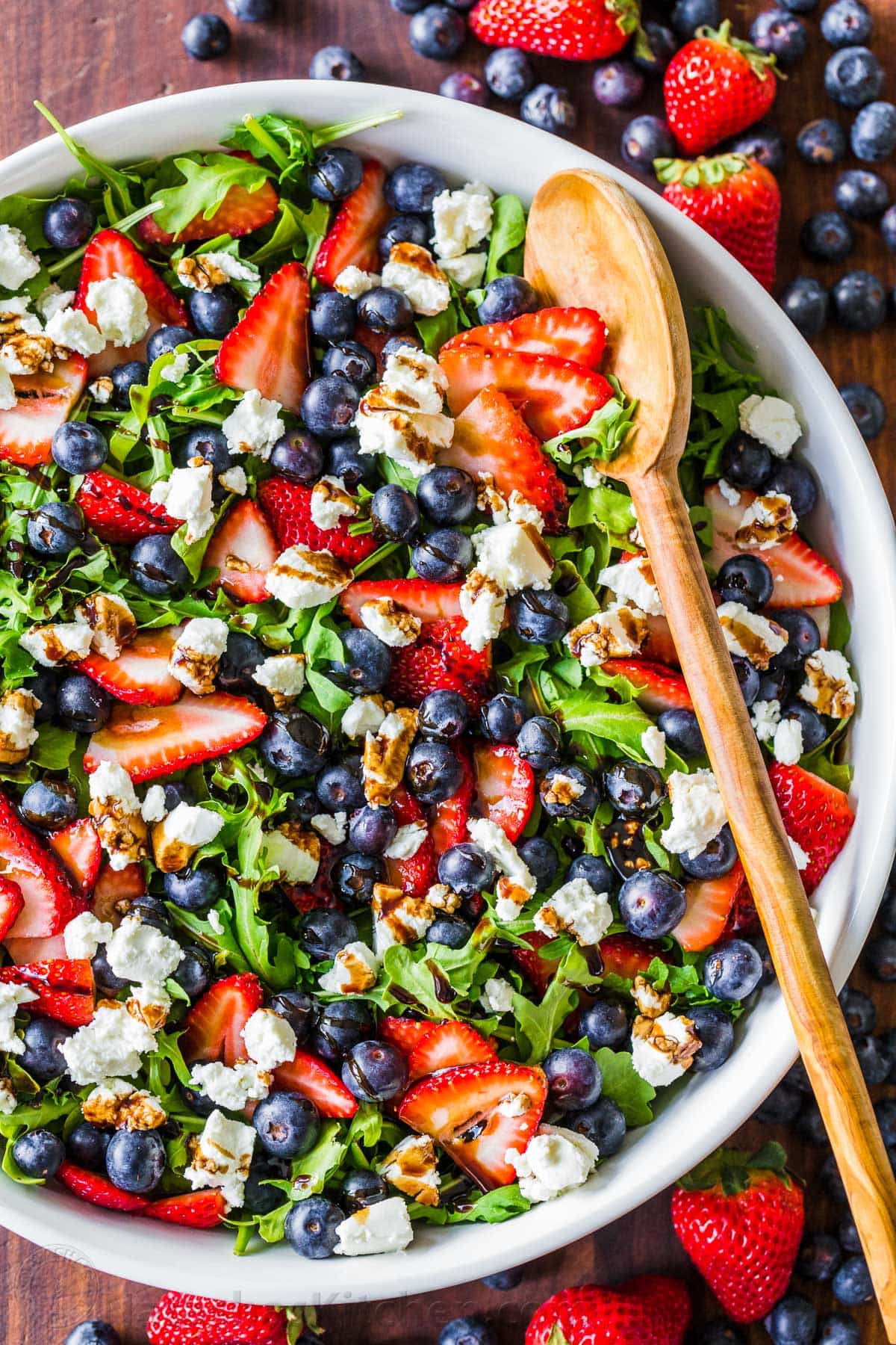 Arugula Berry Salad, July 4th food, Red white and blue eats