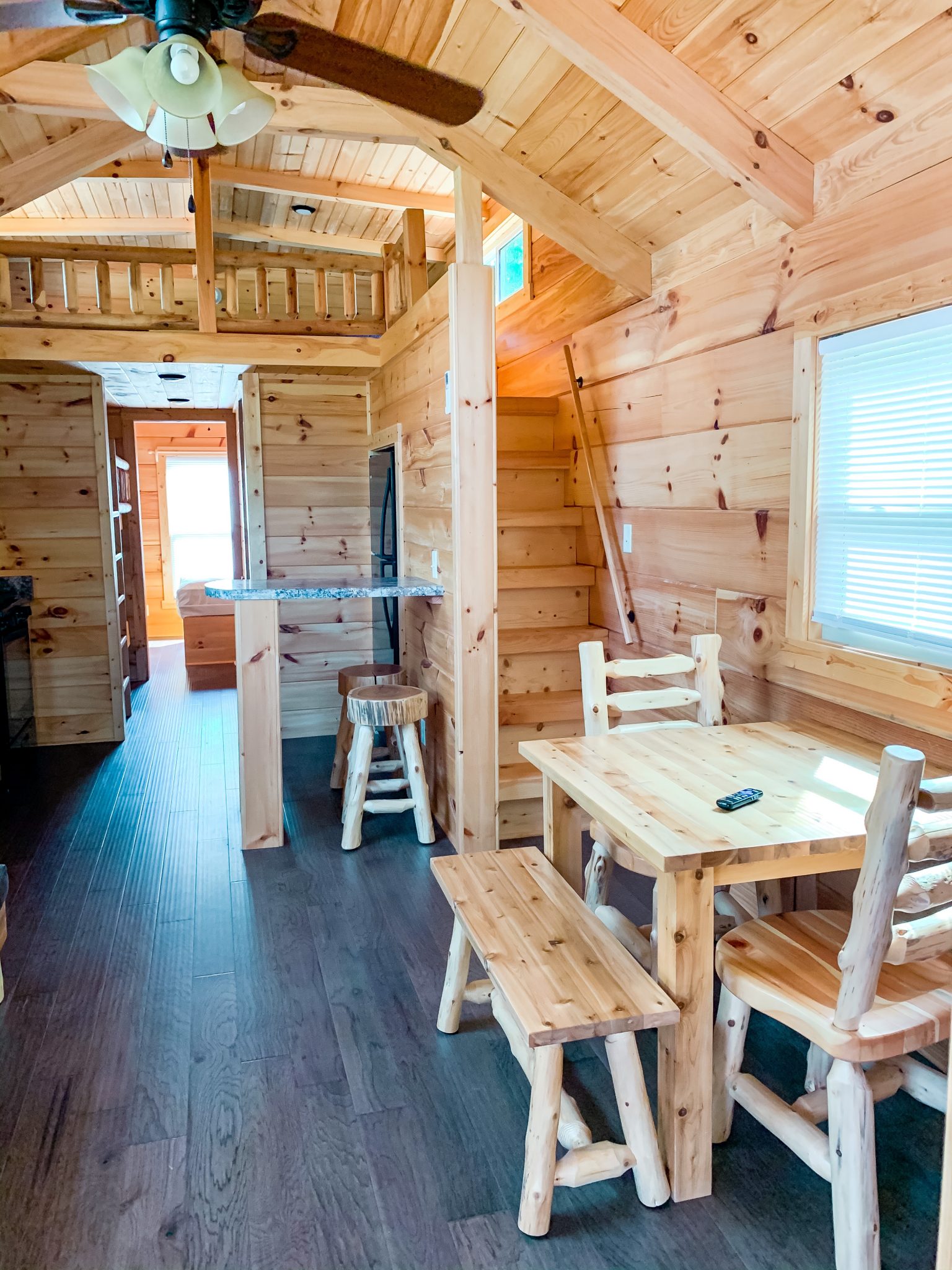 Sycamore Loft Cabin, Jellystone Golden Valley, North Carolina Camping, Glamping, Stilettos and Diapers
