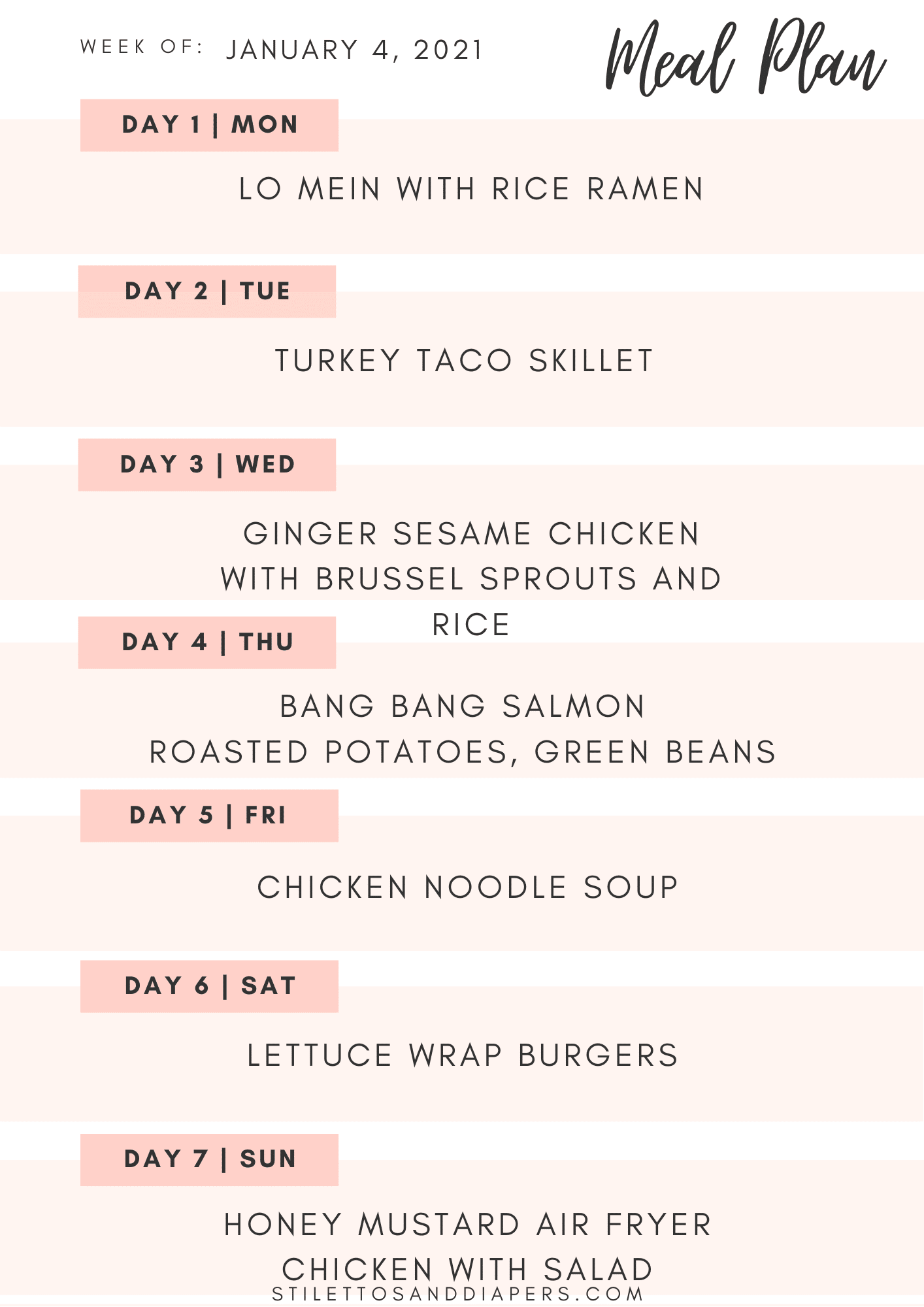 2 Week Healthy Dinner Meal Plan - Stilettos & Diapers