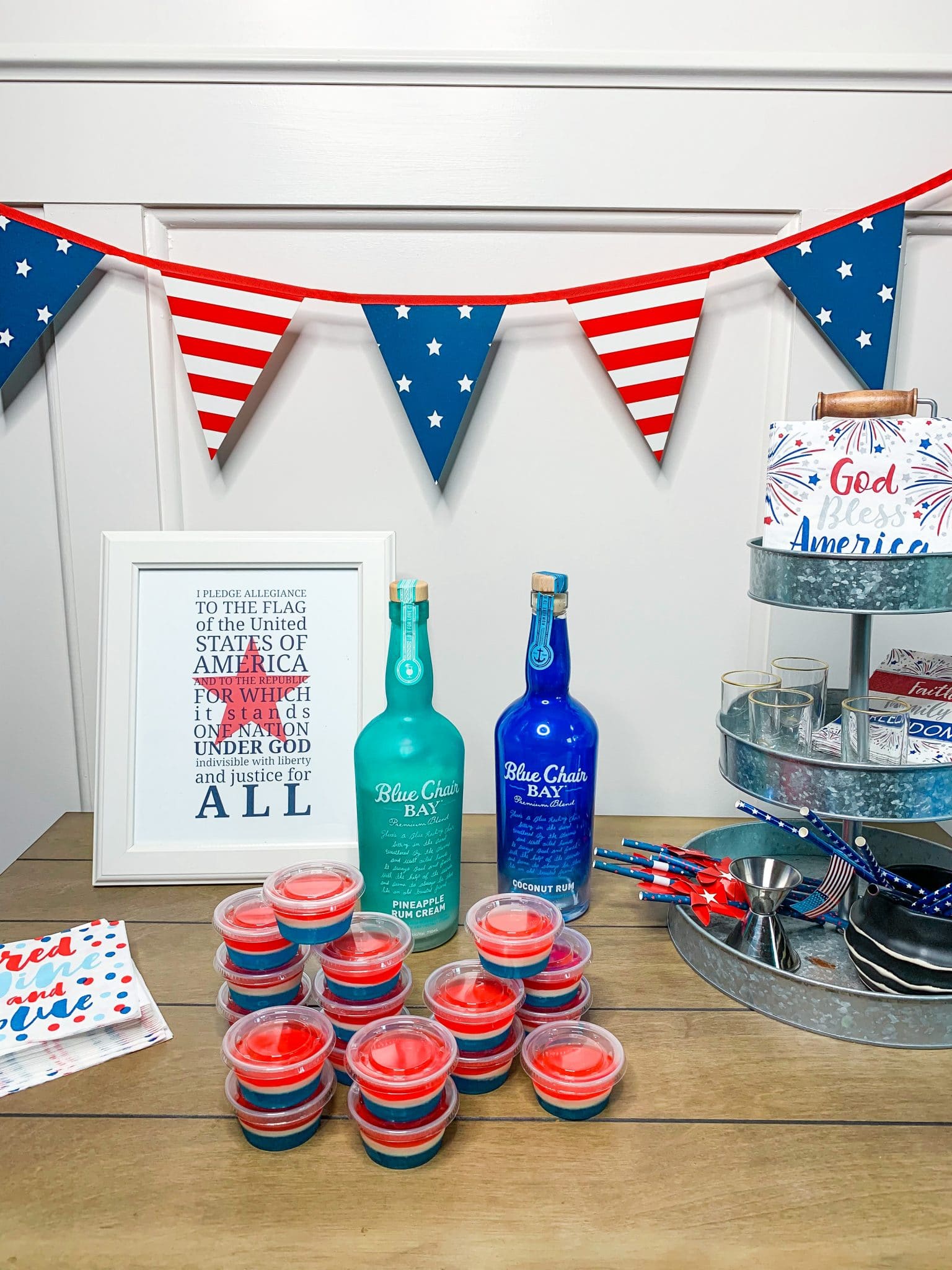 July 4th Jell-O shots, Blue Chair Bay rum Recipes, Stilettos and Diapers