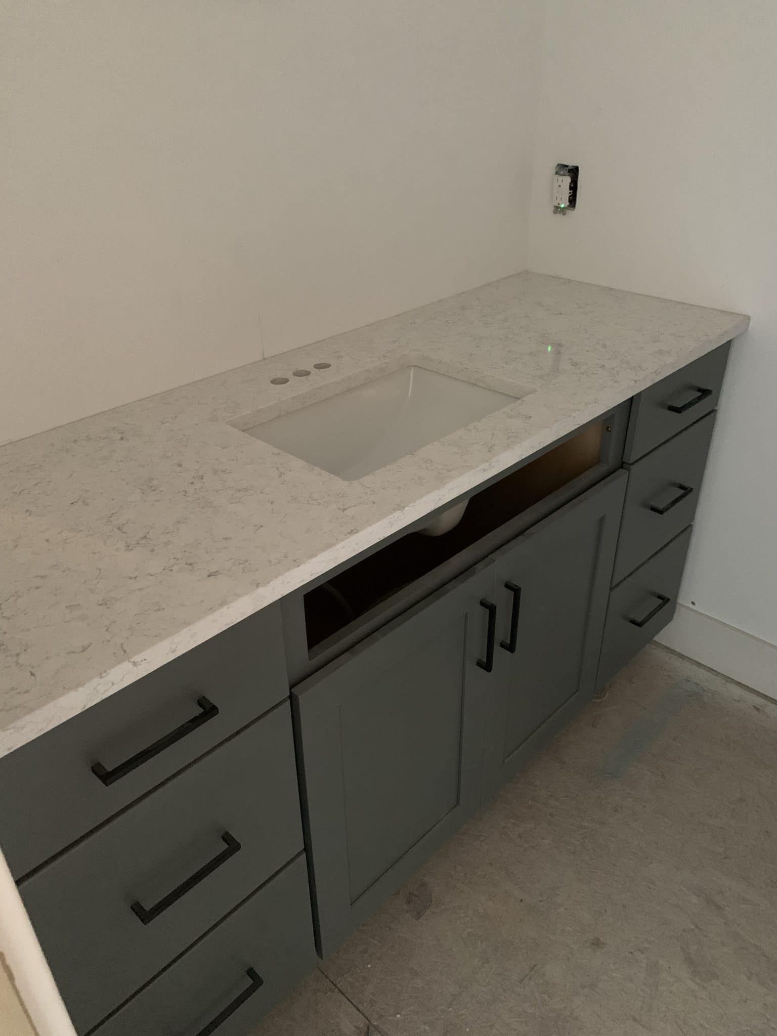 Grey bathroom vanity, New Home build, new construction, Grand Rapids Michigan, Stilettos and Diapers 
