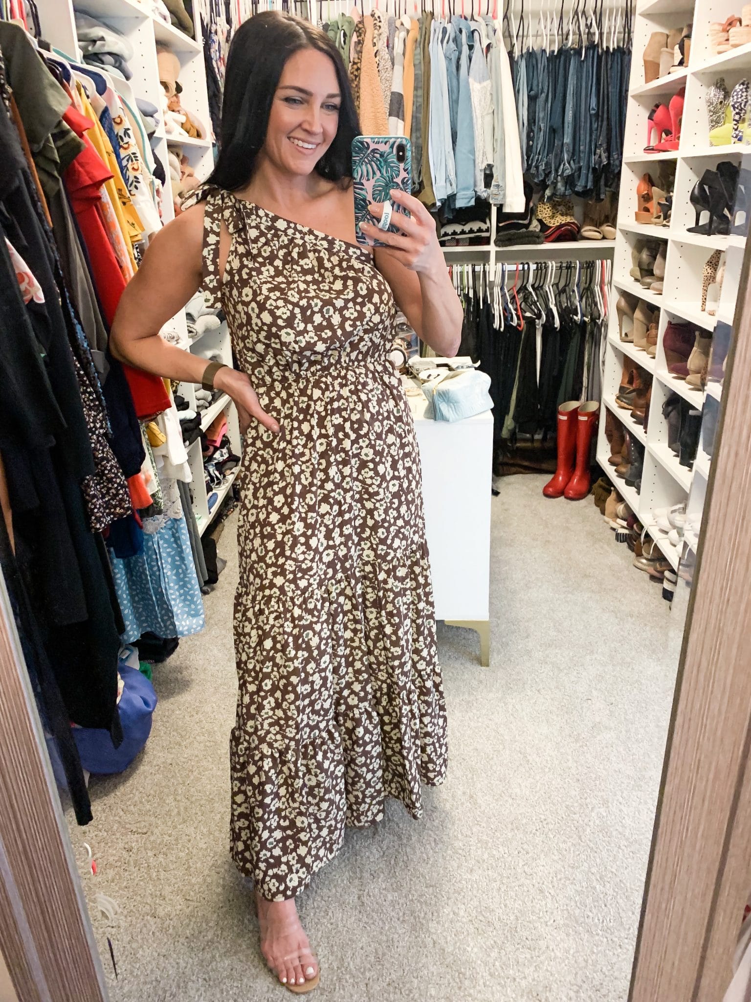 one shoulder maxi dress, amazon finds, spring fashion, stilettos and diapers, found it on amazon