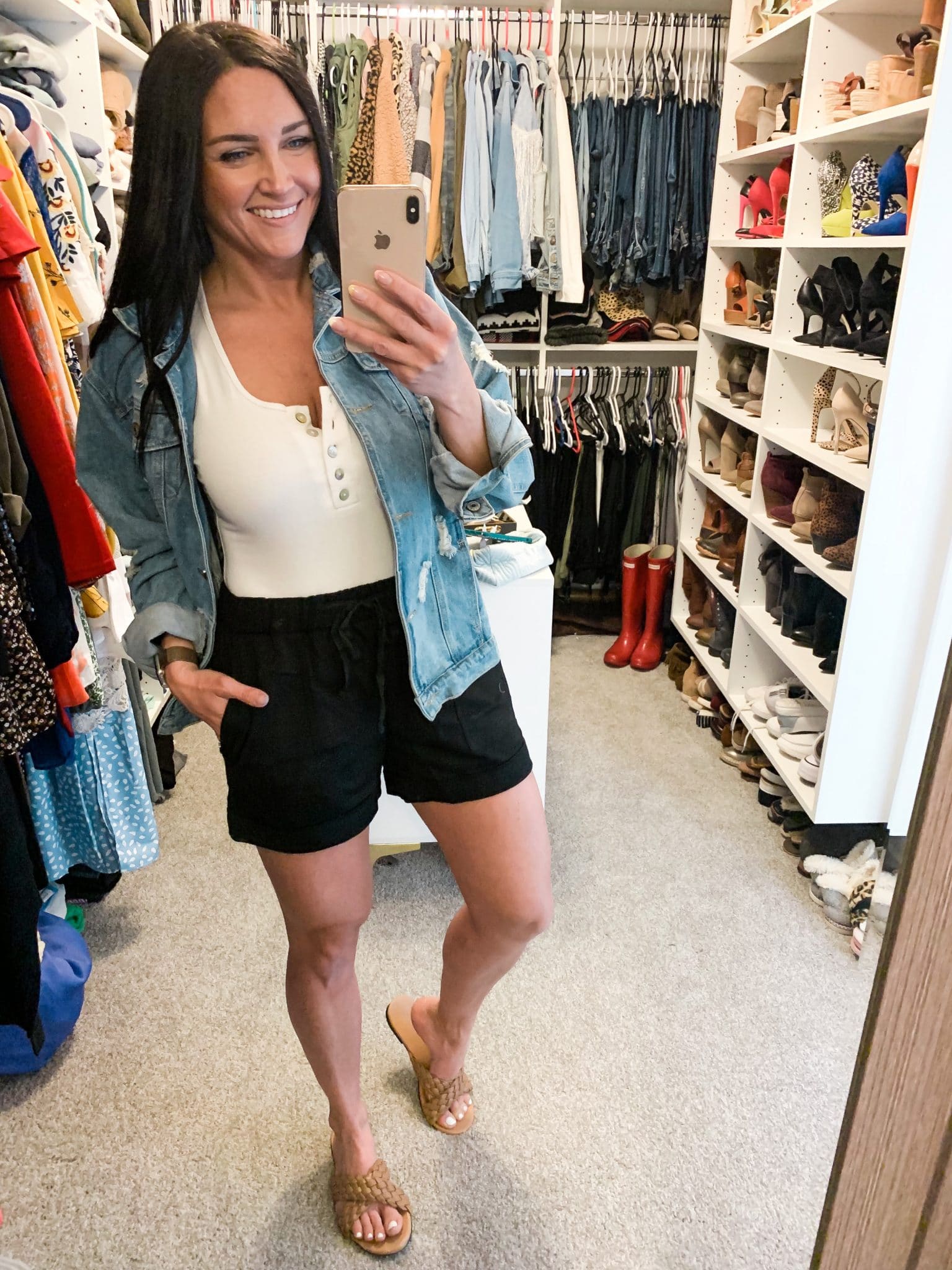 comfy summer shorts, oversized denim jacket, amazon finds, spring fashion, stilettos and diapers, found it on amazon