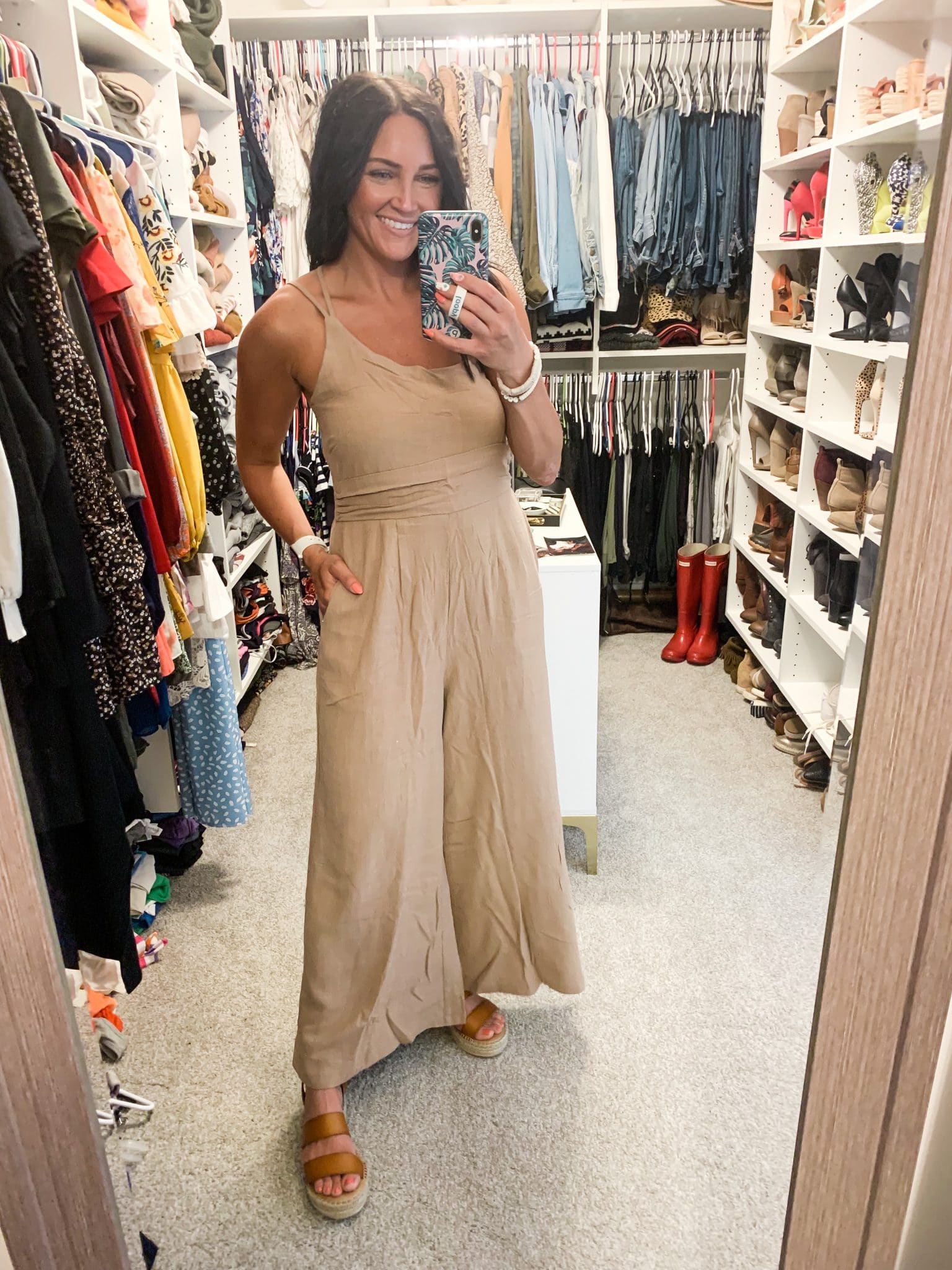 one shoulder linen jumpsuit, amazon summer outfits, stilettos and diapers, molly wey