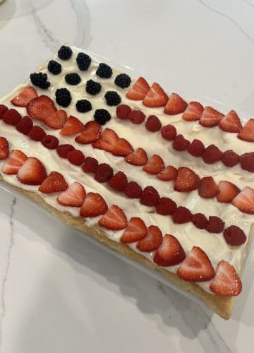 Flag breakfast pizza, July 4th food ideas, stilettos and diapers
