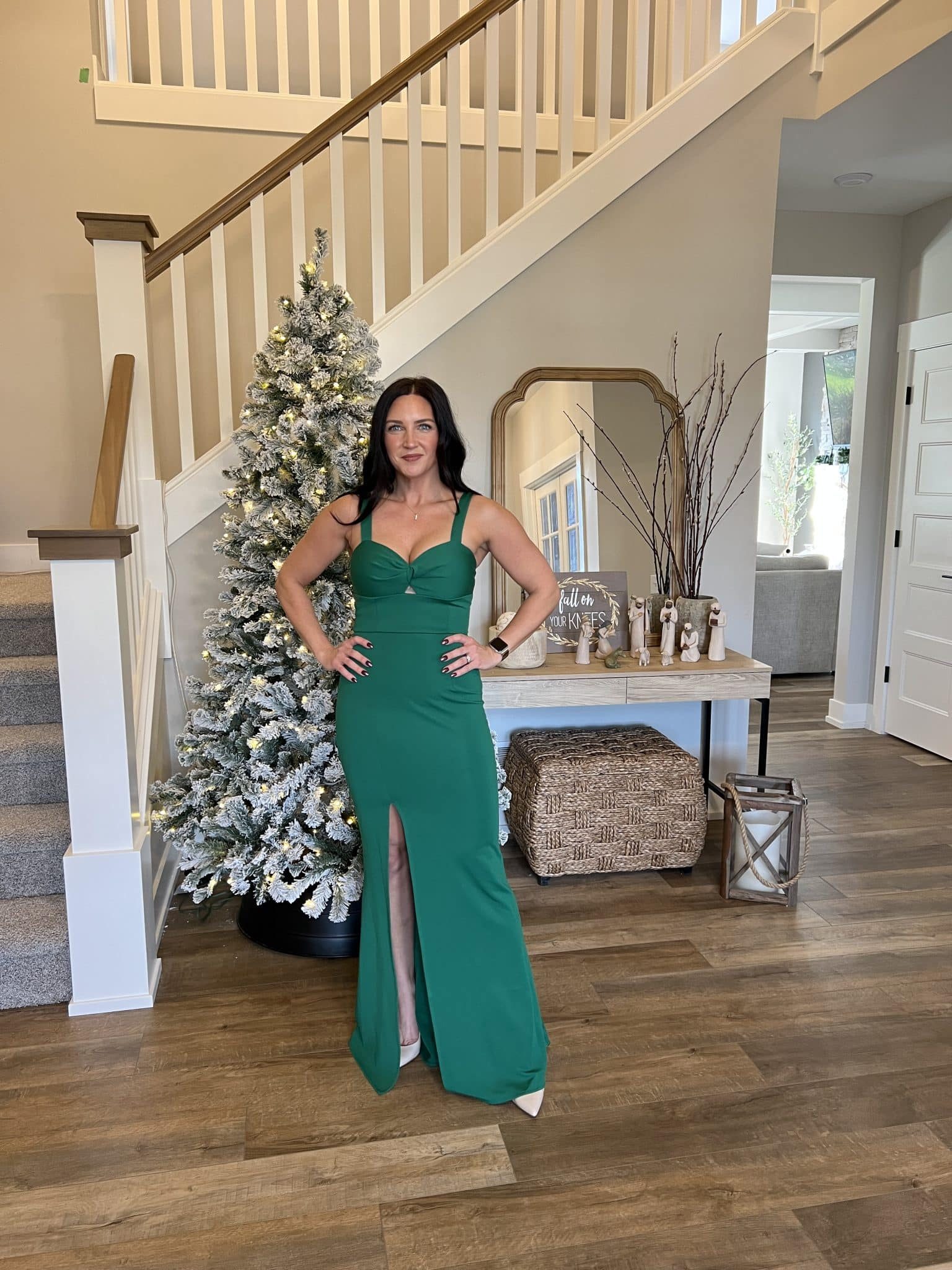 green maxi formal dress, Holiday Party Style, Found it on Amazon, Amazon Style, Stilettos and Diapers