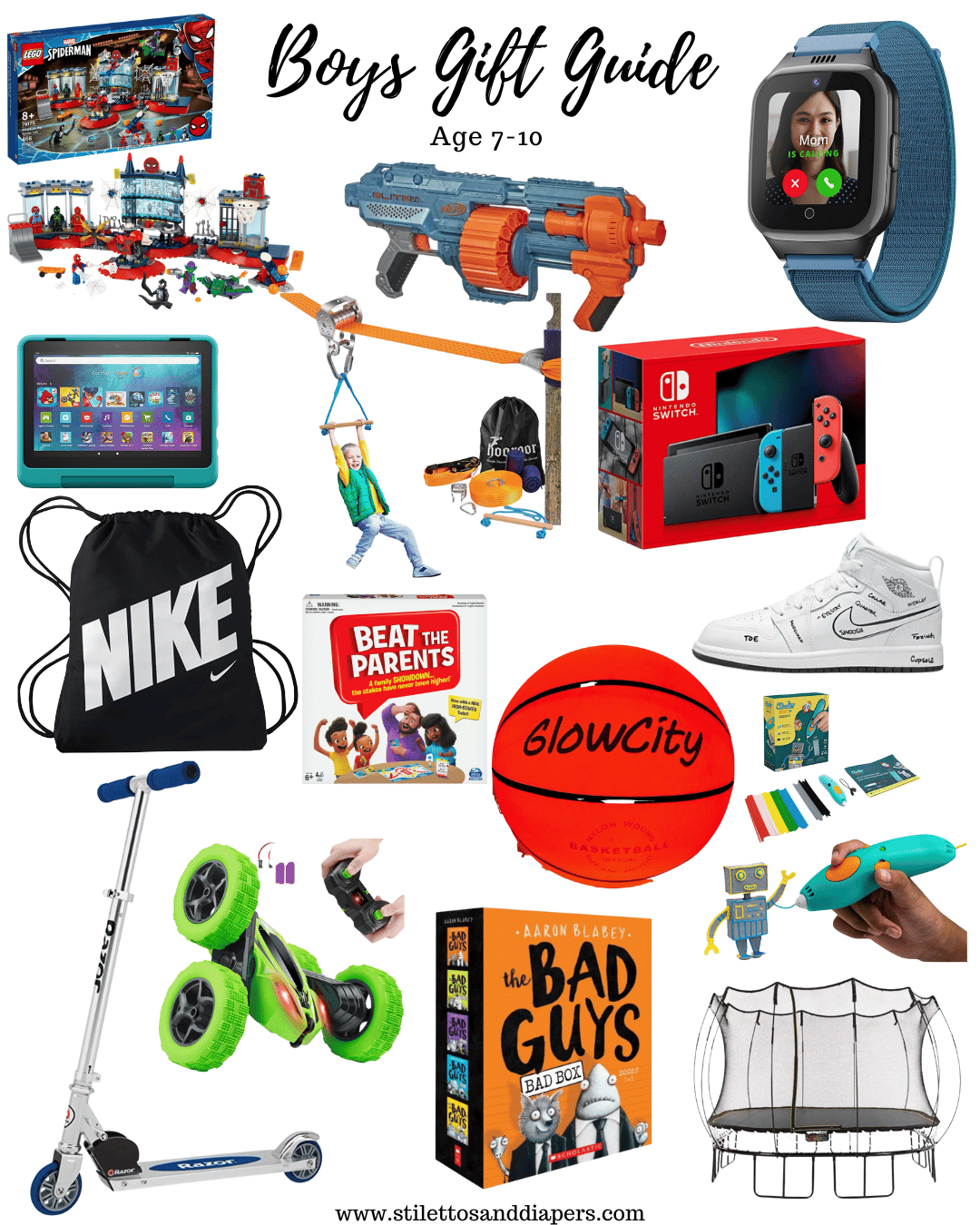 Complete Boys Gift Guide 2022, tween boy gift ideas, boys 7-10 gift ideas, Stilettos and Diapers