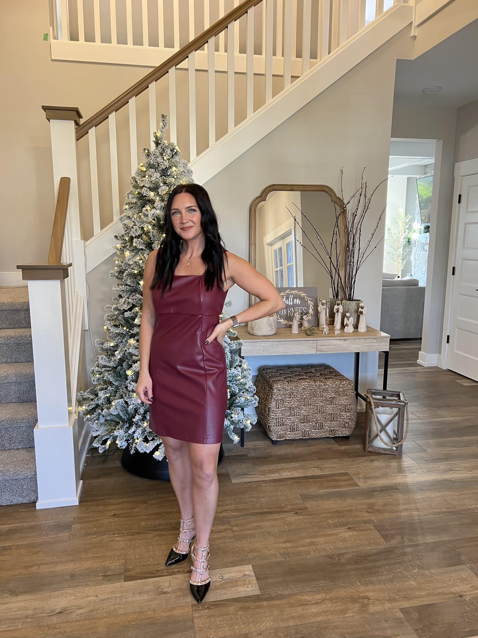 Leather dress, Holiday Party Style, Found it on Amazon, Amazon Style, Stilettos and Diapers