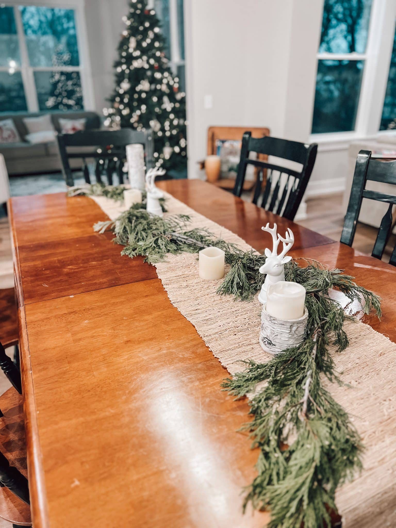 Simple Christmas table decor, Christmas home tour, Modern farmhouse Christmas decor, Stilettos and Diapers