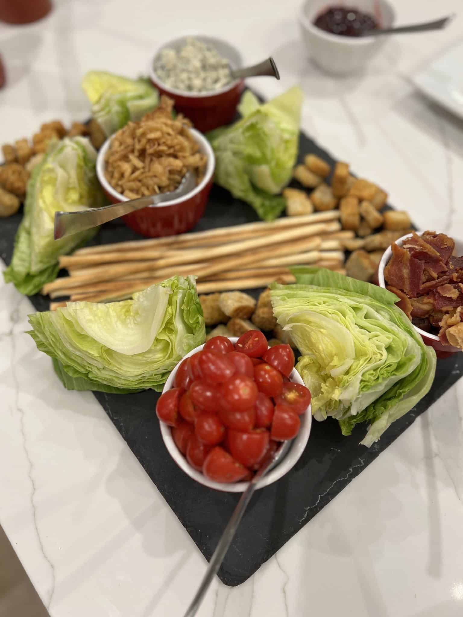 Wedge Salad Bar, Wedge Salad board, appetizer ideas, stilettos and diapers