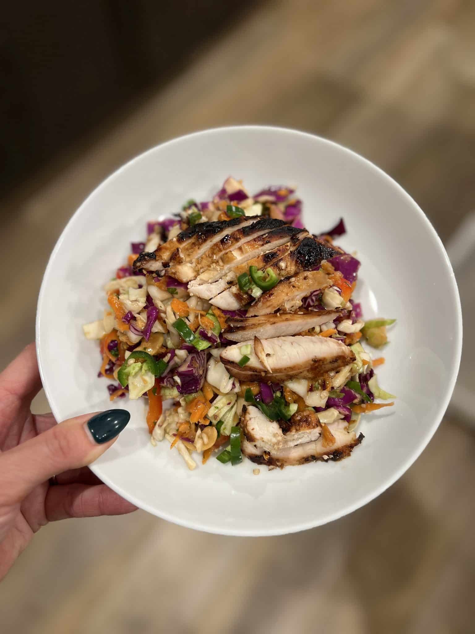 Sesame Chicken Cabbage Crunch Salad, Healthy Dinner Ideas, hearty salad, Stilettos and Diapers