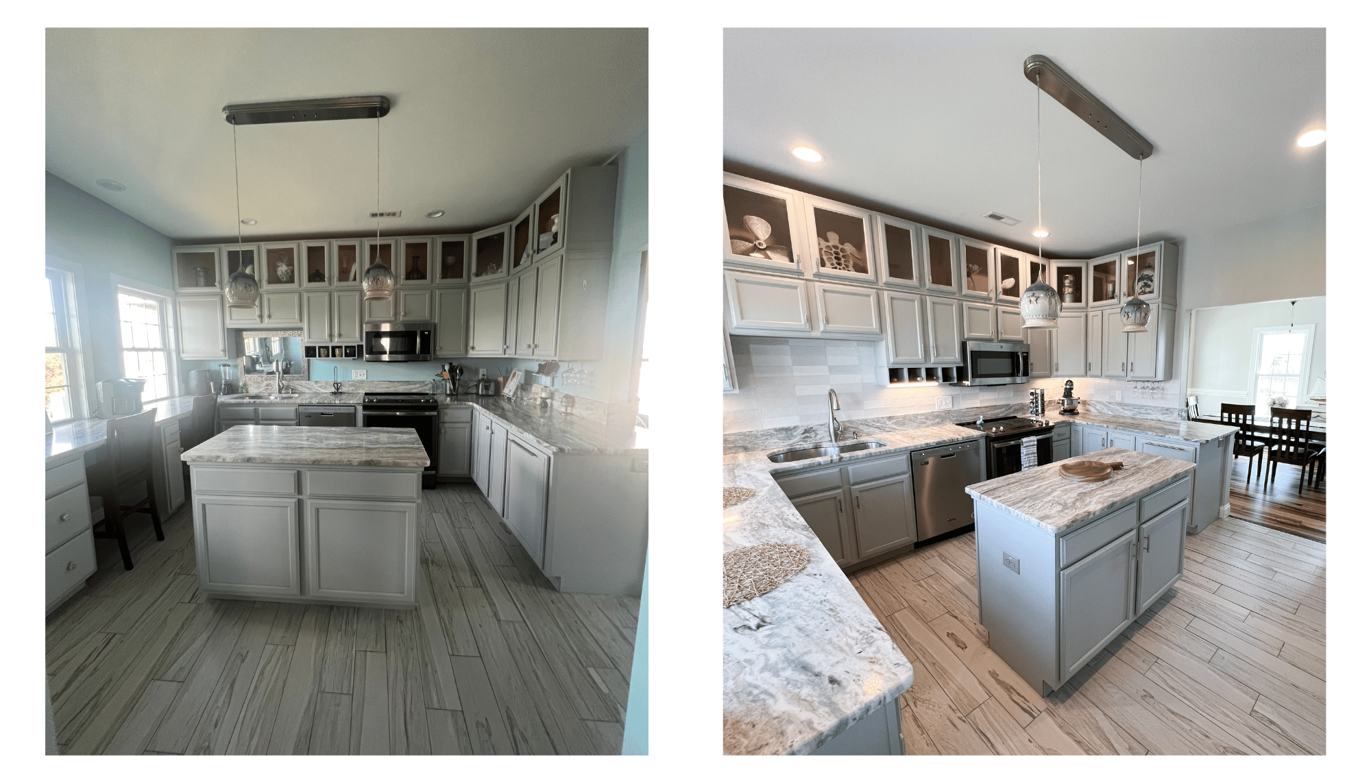 Kitchen refresh, Anchors Awey Ocean Isle Beach Before and After, Beach House flip, Ocean isle beach, NC vacation rental, Stilettos and Diapers